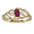 thumbnail image 1 of 14k Yellow Gold Oval Rhodolite Garnet And Diamond Ring, 1 of 2