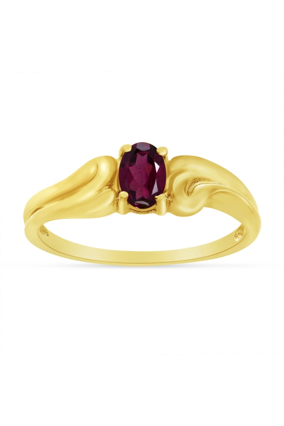14k Yellow Gold Oval Rhodolite Garnet Ring