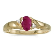DIRECT-JEWELRY 14k Yellow Gold Oval Ruby And Diamond Ring