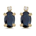 thumbnail image 1 of 14k Yellow Gold Oval Sapphire And Diamond Earrings, 1 of 1