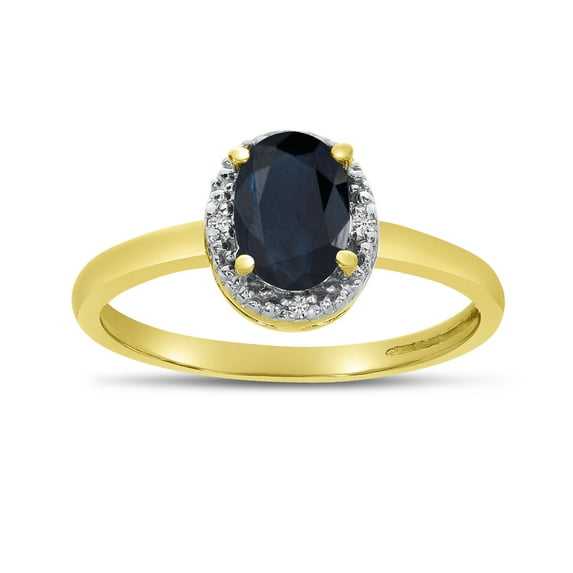 14k Yellow Gold Oval Sapphire And Diamond Ring