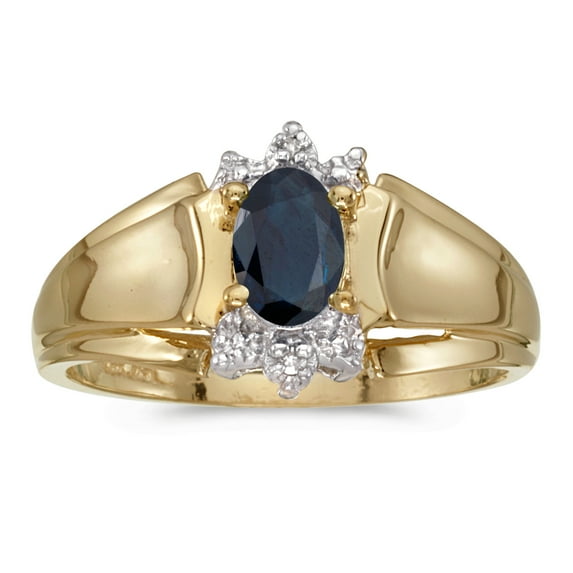 14k Yellow Gold Oval Sapphire And Diamond Ring