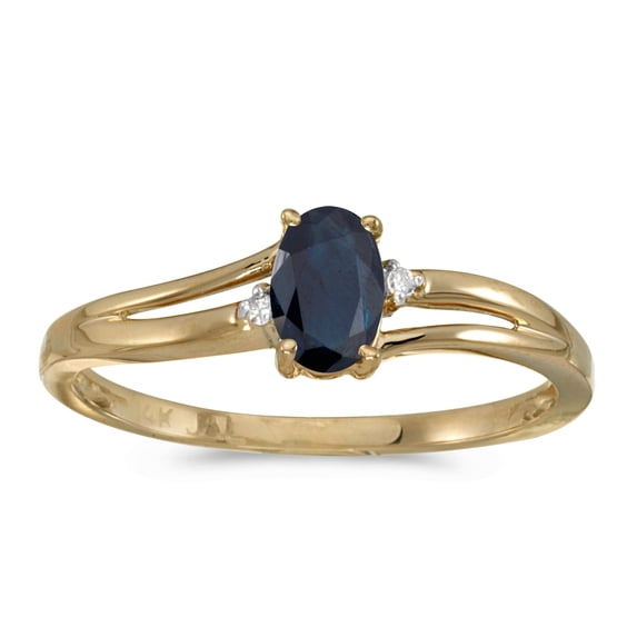 14k Yellow Gold Oval Sapphire And Diamond Ring