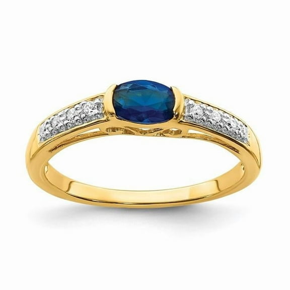 14k Yellow Gold Oval Sapphire & Diamond Gemstone Ring, Carat Wt- 0.08ct
