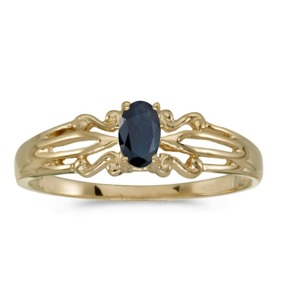 14k Yellow Gold Oval Sapphire Ring