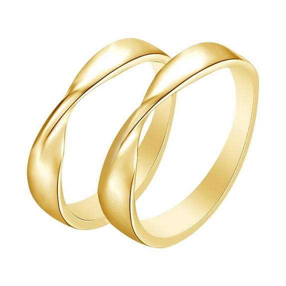 AFFY 14k Yellow Gold Over Sterling Silver Mobius Couple Engagement Ring