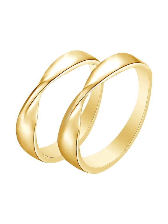 14k Yellow Gold Over Sterling Silver Mobius Couple Engagement Ring