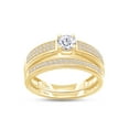 thumbnail image 1 of AFFY 14k Yellow Gold Over Sterling Silver Round Shape White Cubic Zirconia Bridal Ring Set, 1 of 8
