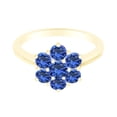 thumbnail image 1 of AFFY 0.45CT Simulated Blue Sapphire Flower Engagement Ring 14k Yellow Gold over Silver-6.5, 1 of 1