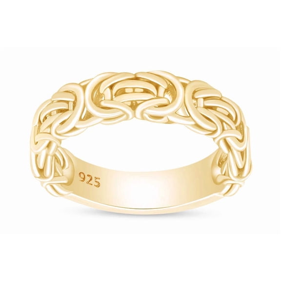 AFFY 14k Yellow Gold Over Sterling Silver Byzantine Ring Jewelry For Engagement Wedding Anniversary Ring Size-4