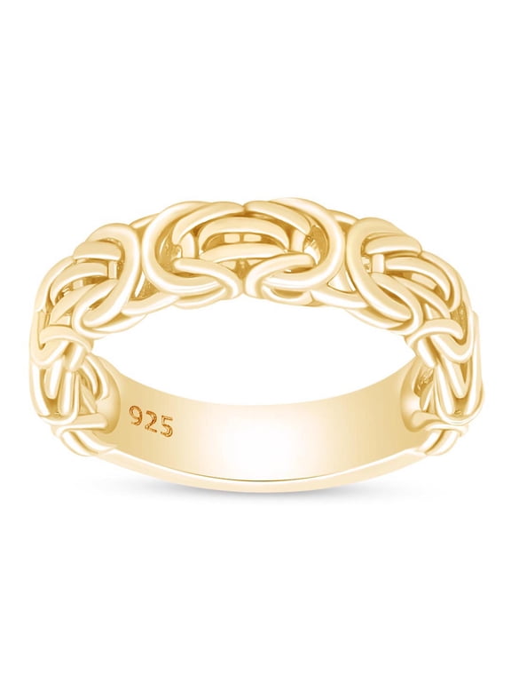 14k Yellow Gold Over Sterling Silver in Byzantine Ring Jewelry For Womens Ring Size-7.5