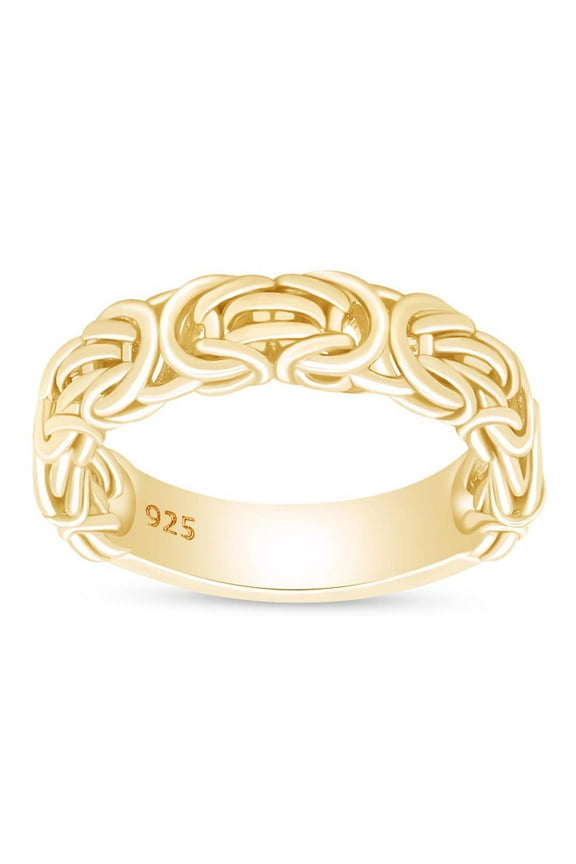 14k Yellow Gold Over Sterling Silver in Byzantine Ring Jewelry For Womens Ring Size-9