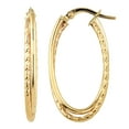 thumbnail image 1 of KoolJewelry 14k Yellow Gold Overlapping Double Oval Hoop Earrings, 1 of 4
