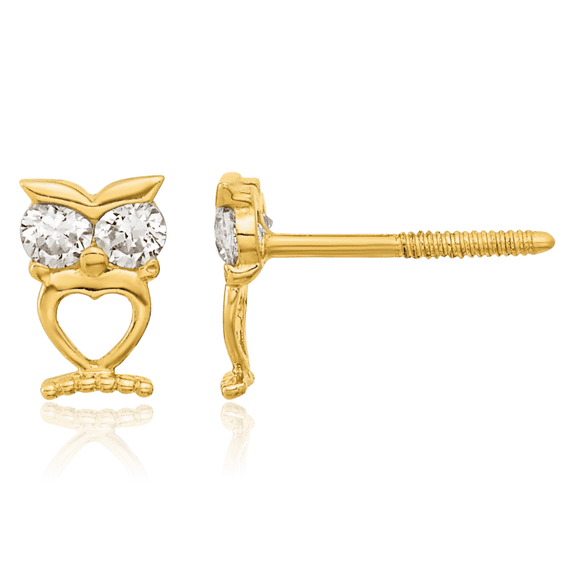 ICE CARATS 14K Solid Yellow Gold Cubic Zirconia Medium Hamsa Evil Eye Heart Stud Earrings - 5.6mm 1/4 inch - Round Cut, Prong Set, Screw Back Women's