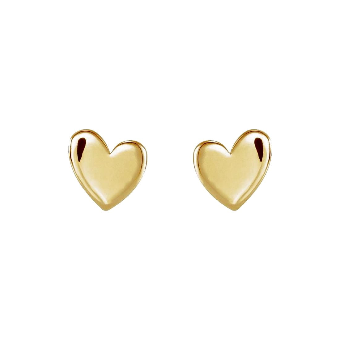 14k Yellow Gold Pair 4mm Threaded Backs Included Polished Asymmetrical Love Heart Earrings Stud Earring for Women