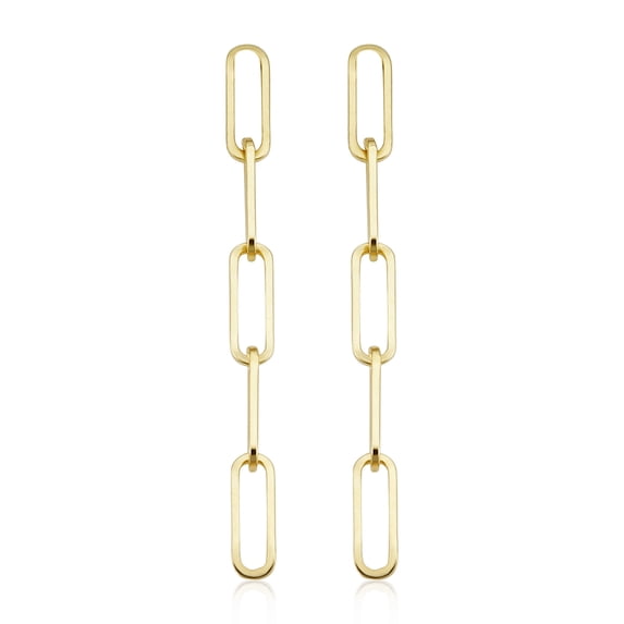 Au Naturale 14k Yellow Gold Paper Clip Chain Dangle Earrings (1.6 inches long)