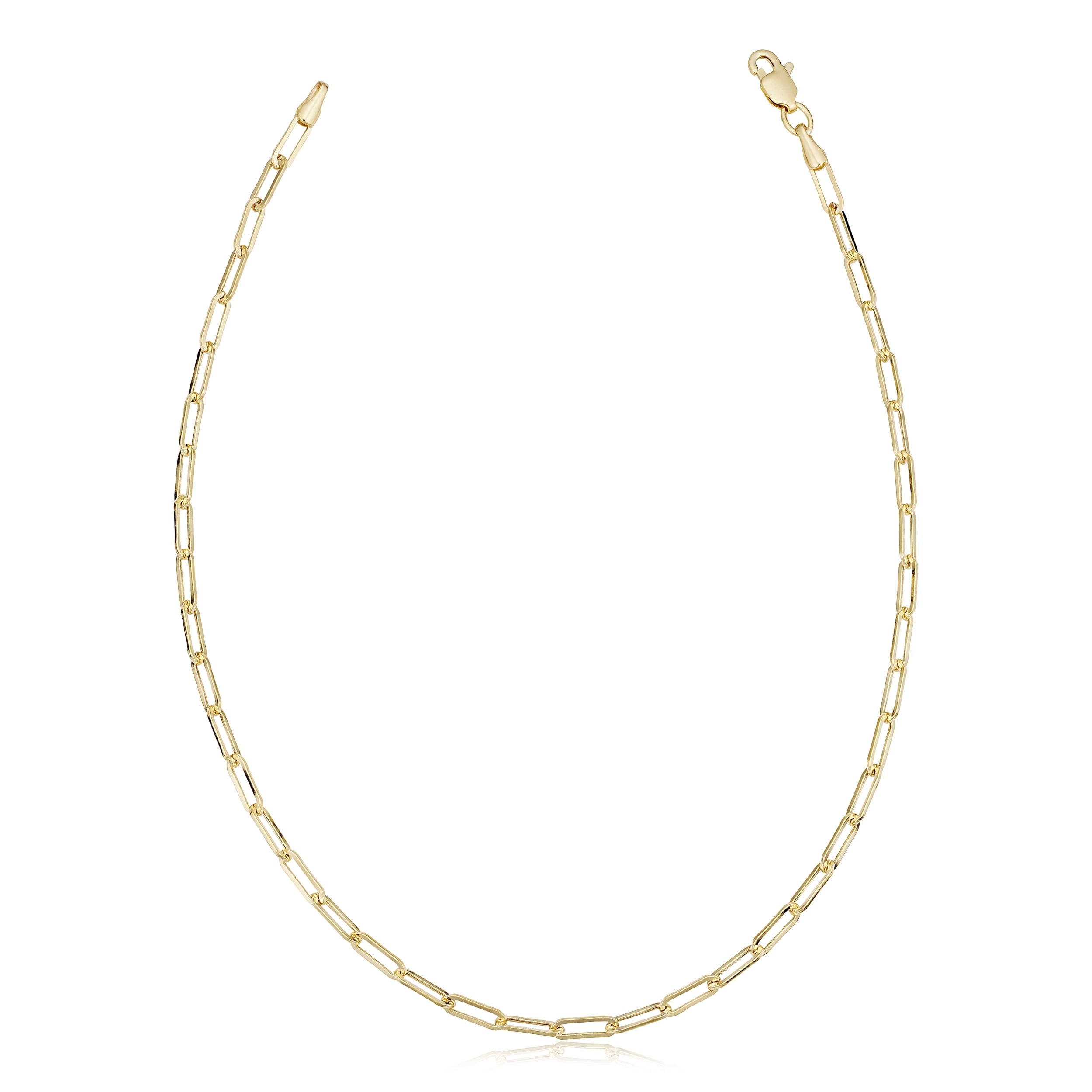 Au Naturale 14k Yellow Gold Paperclip Chain Ankle Bracelet for Women (2.5 mm, 10 inch)