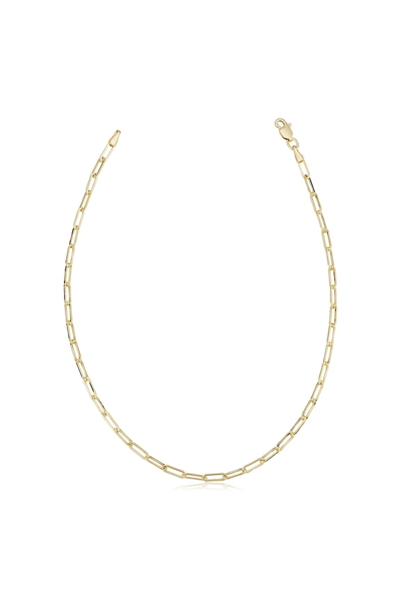 Au Naturale 14k Yellow Gold Paperclip Chain Ankle Bracelet for Women (2.5 mm, 10 inch)