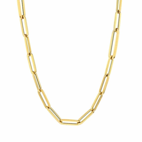 14k Yellow Gold Paperclip Chain Bracelet, 7"