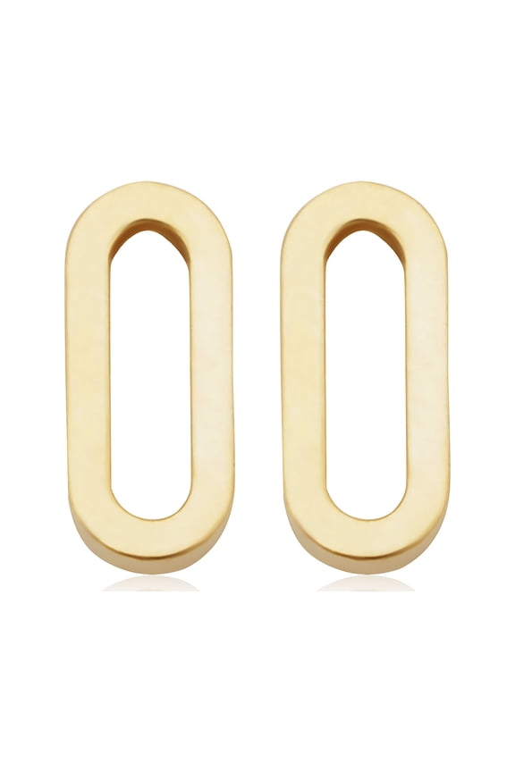 Au Naturale 14k Yellow Gold Paperclip Link Oval Stud Earrings | Made In Italy