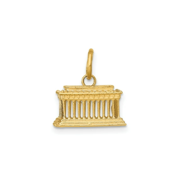 14k Yellow Gold Parthenon Pendant for Necklace or Bracelet, Temple Replica Jewelry for Women or Unisex, Classical Greek Architecture Symbol, Cultural Heritage Travel Accessory
