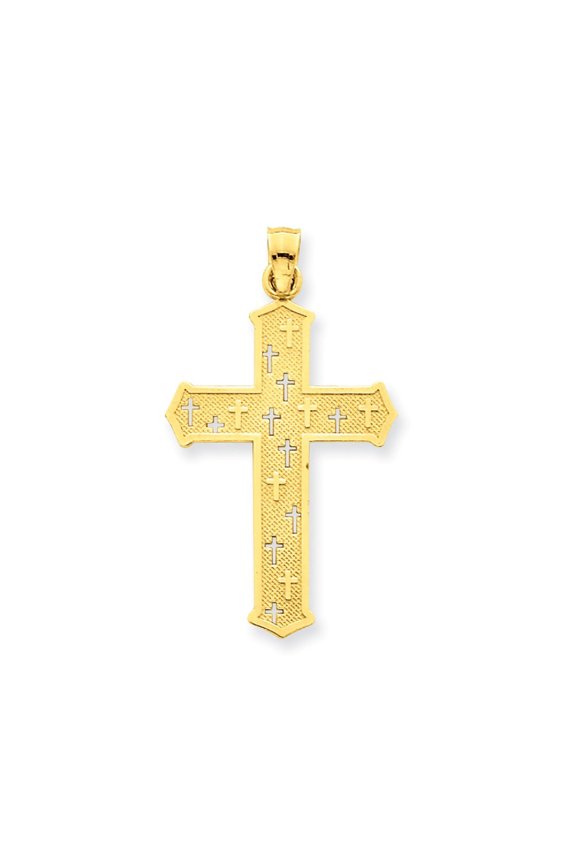 14k Yellow Gold Passion Cross Pendant - 1.1 Grams - Measures 34x19mm Wide