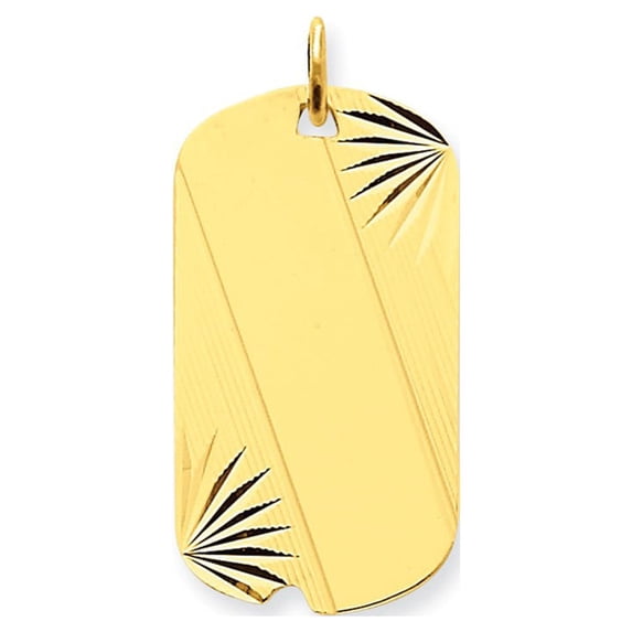 14k Yellow Gold Patterned .013 Gauge Engravable Dog Tag Disc Charm