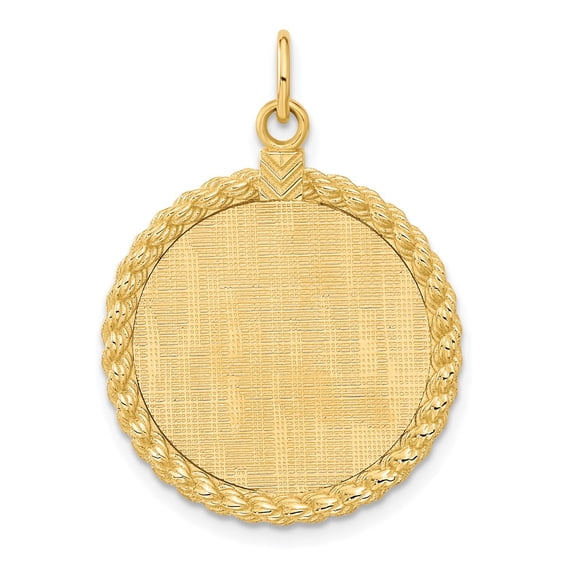 14k Yellow Gold Patterned .013 Gauge Engravable Rope Disc w/Satin Back