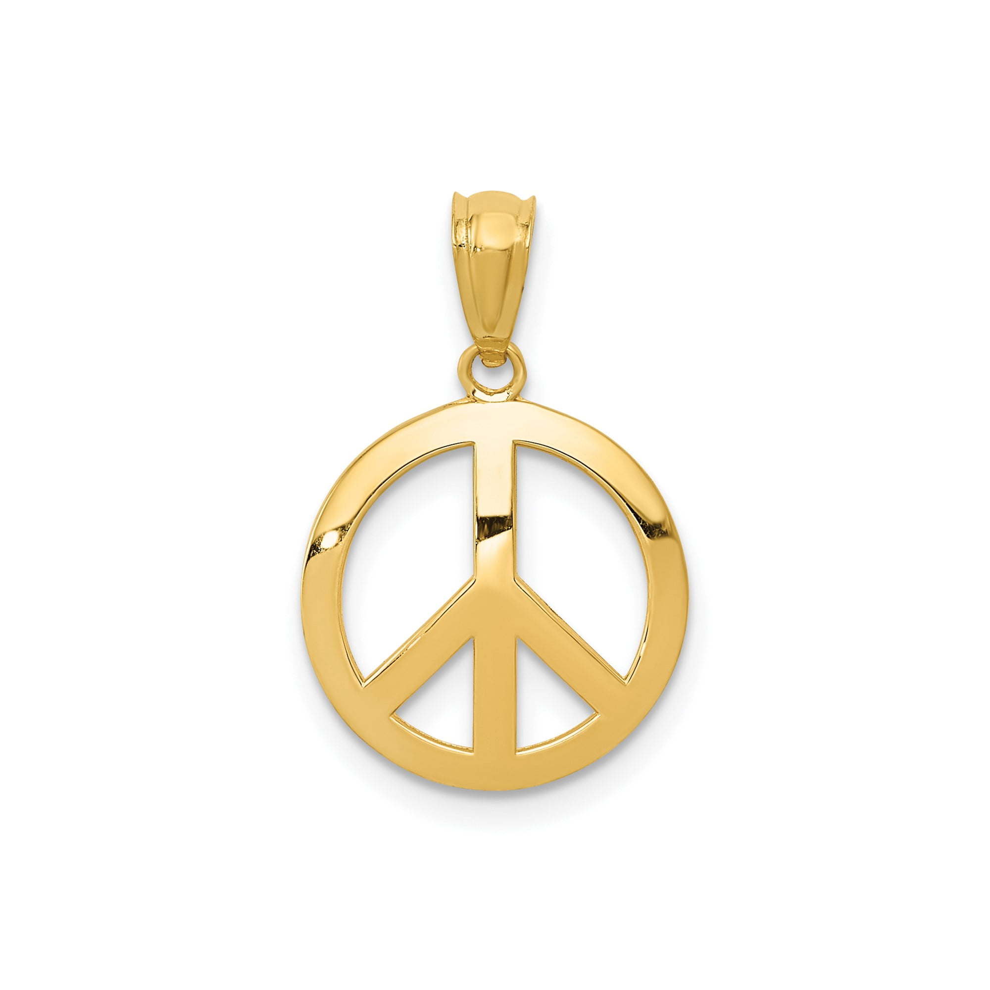 Chain Peace Sign 14k Yellow Gold Peace Sign Pendant for Women and Men, Openwork Harmony ...