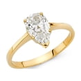 thumbnail image 1 of 14k Yellow Gold Pear CZ Solitaire Engagement Ring Anniversary Teardrop CZ Band Bridal Drop Ring Size 8, 1 of 1