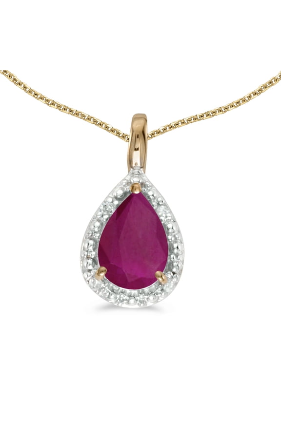 14k Yellow Gold Pear Ruby Pendant