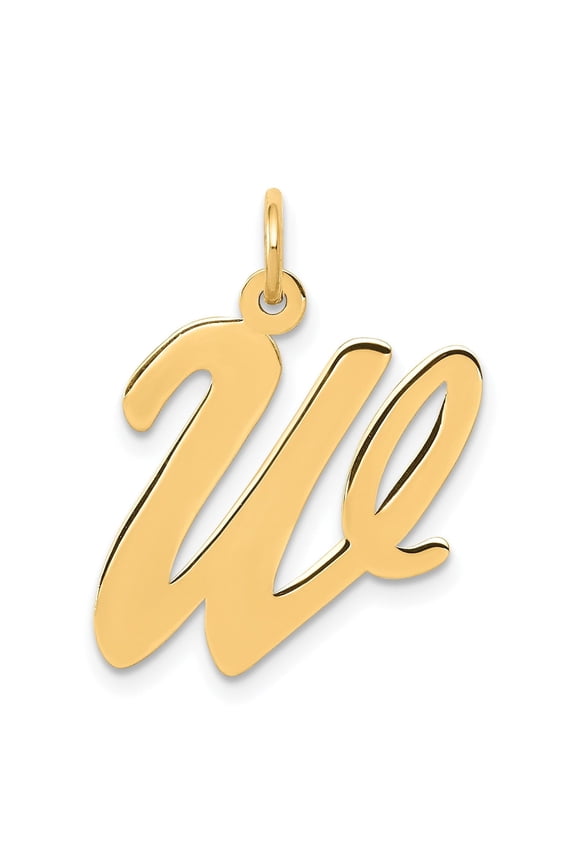 14k Yellow Gold We Pendant Necklace Charm for Women or Unisex, Polished Cursive Script Symbolizing Unity and Love, Elegant Sentimental Jewelry for Couples