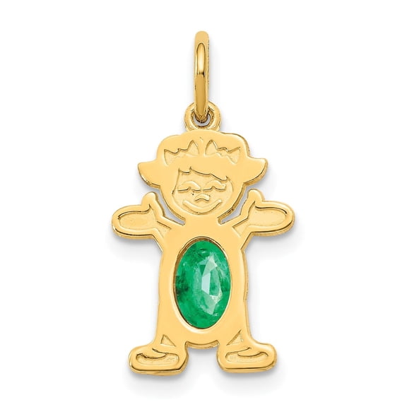14k Yellow Gold Pendant Necklace for Women with Green Oval Gemstone, Dainty Female Figure Charm Symbolizing Family, Love, Motherhood, and Sentimental Keepsake Jewelry