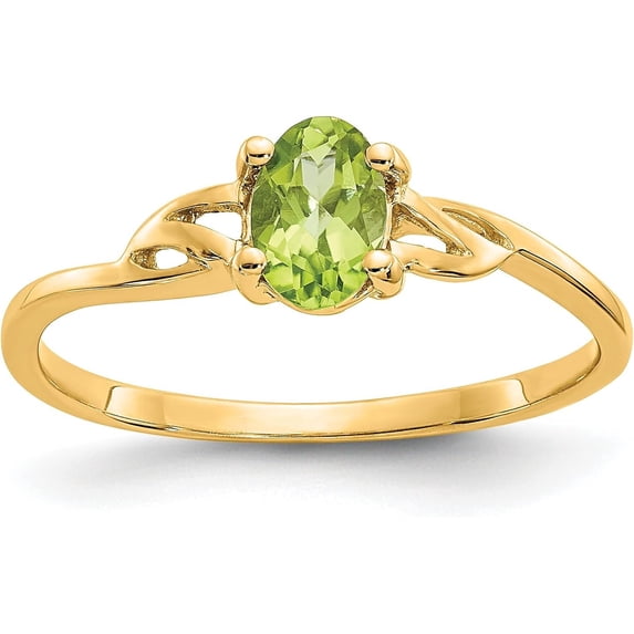 14k Yellow Gold Peridot Birthstone Ring - Ring Size 7.0