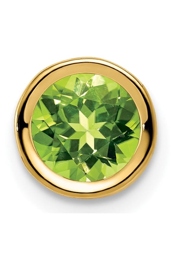 14k Yellow Gold Peridot Stud Earrings for Women, Round Bezel-Set Green Gemstone, August Birthstone Jewelry, Minimalist Fine Accessory for Prosperity and Strength
