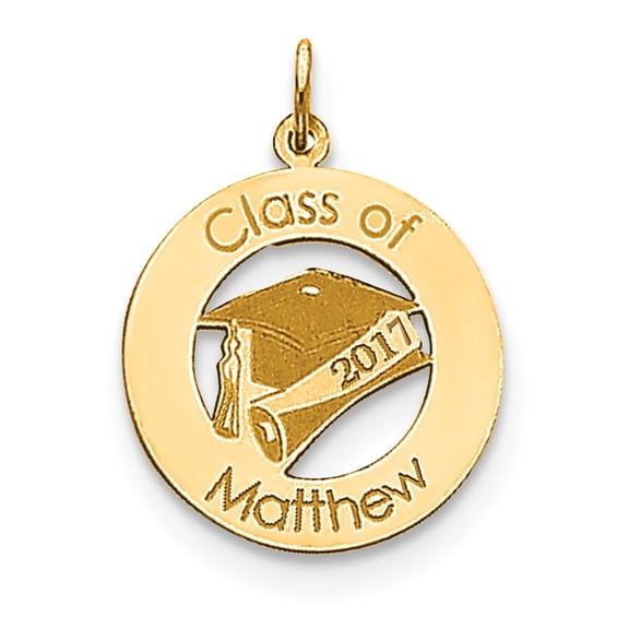 14k Yellow Gold Personalized Graduation Charm