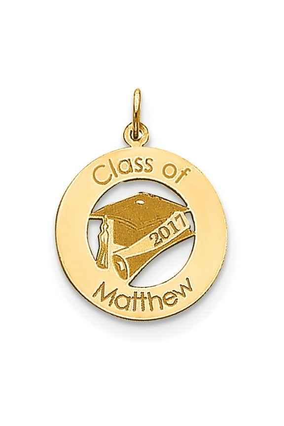 14k Yellow Gold Personalized Graduation Charm