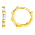 thumbnail image 1 of 14k Yellow Gold Petite Octagonal Hoop Earrings with Cubic Zirconias, 1 of 2
