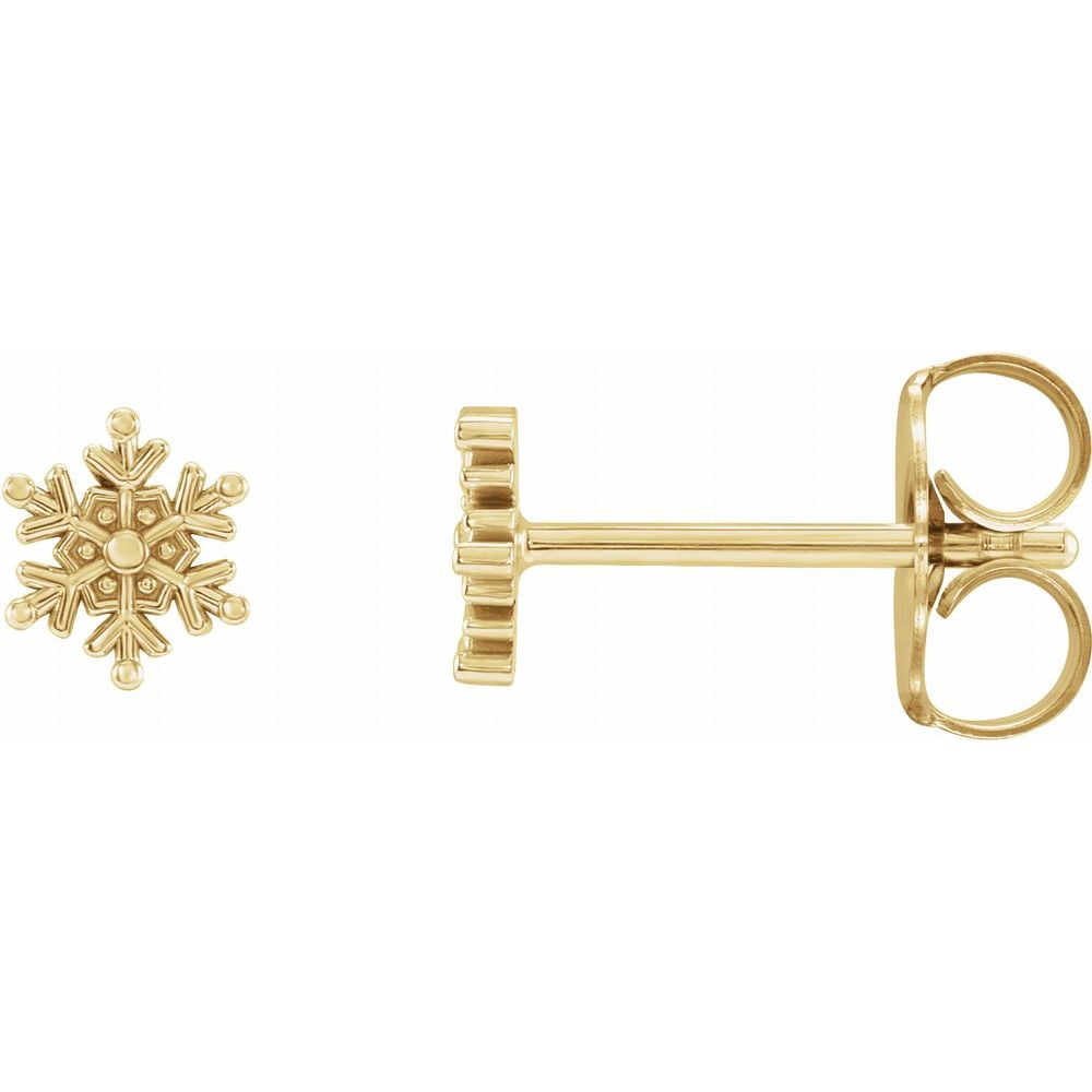 RYAN JONATHAN FINE JEWELRY 14k Yellow Gold Petite Snowflake Stud Earrings Fine Jewelry For Women Gifts For Her (5.1x4.5mm)