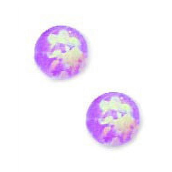 14k Yellow Gold Pink 5mm Round Simulated Opal Earrings