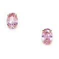 thumbnail image 1 of 14k Yellow Gold Pink 6x4mm Oval Shape Cubic Zirconia Screw-Back Earrings, 1 of 2