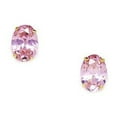 thumbnail image 1 of 14k Yellow Gold Pink 7x5mm Oval Shape Cubic Zirconia Screw-Back Earrings, 1 of 2