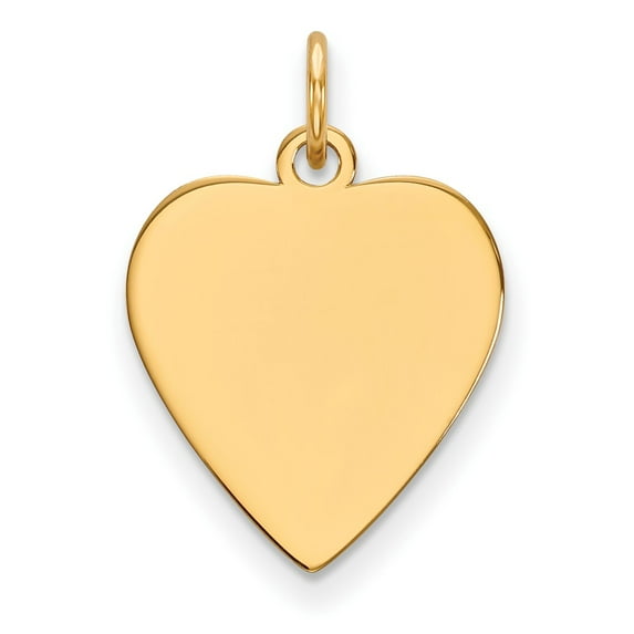 14k Yellow Gold Plain .009 Gauge Heart Engravable Disc Charm
