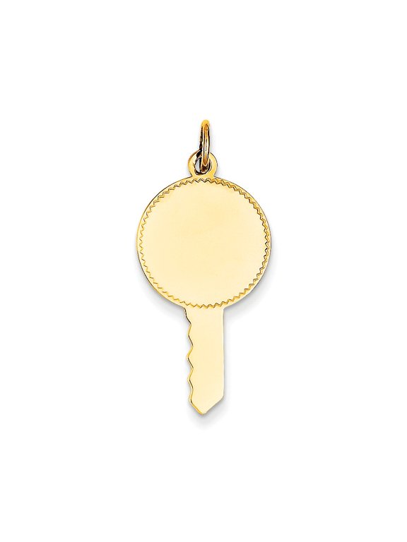 14k Yellow Gold Plain .011 Gauge Engravable Key Charm