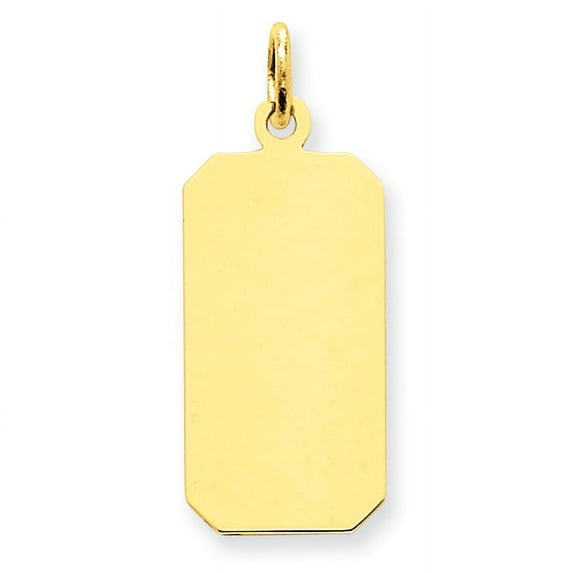 14k Yellow Gold Plain .011 Gauge Engravable Rectangular Disc Charm Pendant