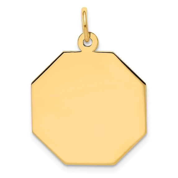 14k Yellow Gold Plain .013 Gauge Engravable Octagonal Disc Charm