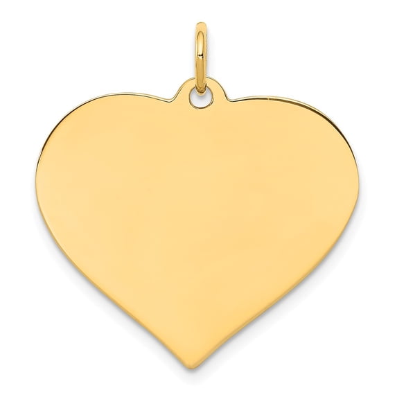 14k Yellow Gold Plain .018 Gauge Engravable Heart Disc Charm Pendant