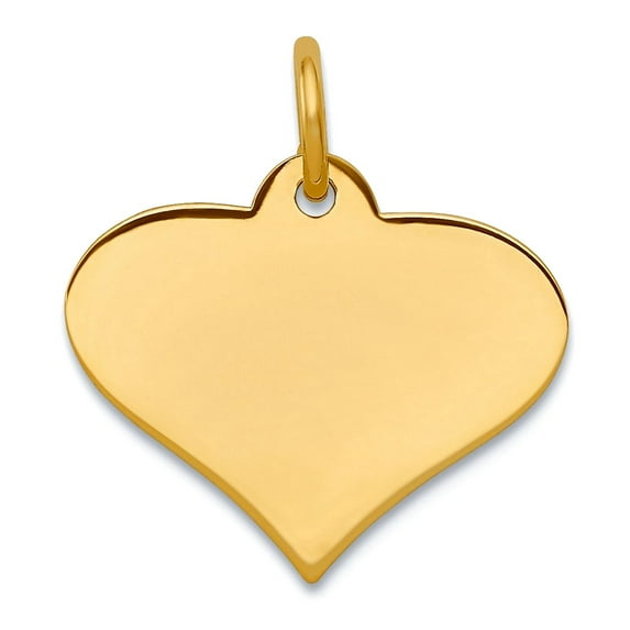 14k Yellow Gold Plain .018 Gauge Engravable Love Heart Disc Charm 19x18mm Wide Pendant Necklace for Women