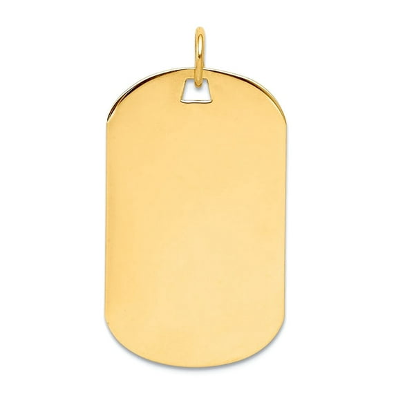 14k Yellow Gold Solid Polished Plain .027 Gauge Engravable Animal Pet Dog Tag Disc Charm 30x17mm Wide Pendant Necklace f