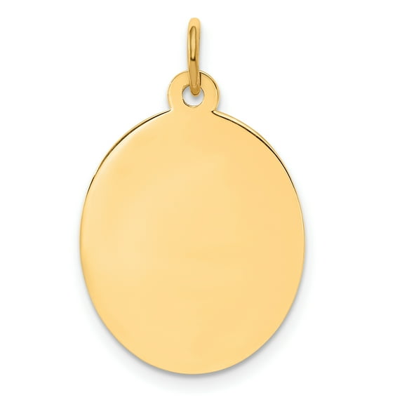 14k Yellow Gold Plain .027 Gauge Engravable Oval Disc Charm Pendant
